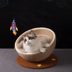 제이렉스 고양이 캣타워 스크래쳐 원형 바구니 의자, 1개