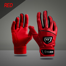 스톰 배팅 장갑 고급형 양피 B, 1개, 레드/블랙