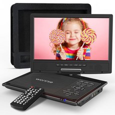 WONNIE 12.5인치 휴대용 DVD 플레이어 자동차 헤드레스트 비디오 플레이어 10.5인치 회전 스크린 5시간 충전식 배터리 홀더 듀얼 스피커 USB/SD 카드/동