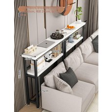 2단 테이블 틈새테이블 소형 폭좁은 침대 책상 선반 수납장, 이중층 80x20cm 블랙프레임