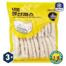 [아이스박스무료] 흰살 생선까스 1kg 청대구살 40% 생선커틀렛, 3개