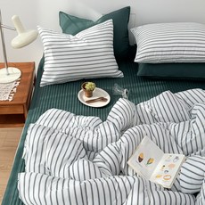 코니크 스트라이프 먼지없는 사계절 차렵이불 세트 이불세트