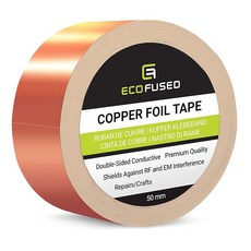 Eco-Fused 프리미엄 점착 동박테이프 - 양면전도성 - 2인치(50mm) - EMI RF쉴드 페이퍼서킷 전기수리 어스 아트크래프트 홈인테리어 민달팽이 퇴치, 8507345 은박지 연통 알루미늄테이프 Eco-Fus