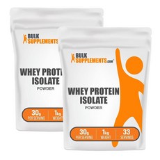 Bulk Supplements 벌크서플먼츠 웨이 프로틴 아이솔레이트 파우더 무맛 분리유청단백질 1kg, 2개
