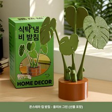 나뭇잎 거실 인테리어 코스터 플랜테리어 자석 홈카페, 1개, 올리브그린 선물 상자