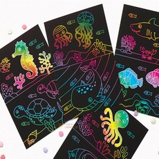 추천마켓1000 스크래치페이퍼 바다생물B 20개입 그림그리기