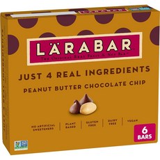 Larabar 땅콩 버터 초콜릿 칩 과일 및 견과류 바 글루텐 프리 및 비건 272.2g(9.5온스) 6개입, Larabar 땅콩 버터 초콜릿 칩, 과일 및 견과류, 1, 45g