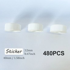 12*40mm 컬러 투명 열 스티커 롤 자체 접착 라벨 테이프 종이 이름표 정렬 메모 Marklife P12 P15 D30, 3 rolls white