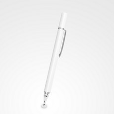 【DP13鋼琴白】筆夾款精緻圓盤電容細字觸控筆 (4入組) 平板觸控筆 電容筆, 白色, 1套