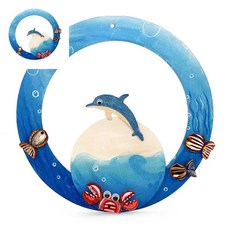 육땨 원형 나무리스 만들기 돌고래 방문꾸미기 원형리스틀 빈티지우드