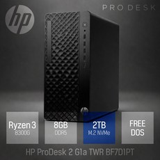 HP 프로데스크 2 타워 G1a BF7D1PT R3-8300G / 가정용PC 사무용 인강용 산업용 데스크탑, Free DOS, 2TB, 8GB, 블랙