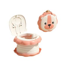 哩哩摳摳兒童馬桶 寶寶學習如廁便器 小孩訓練座便器, 旋轉馬桶獅子粉色(超取限1個)