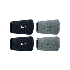 나이키 스우시 더블와이드 손목밴드, 4개, 블랙+그레이