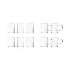 레인술잔 클리어 일자소주잔 6p + 손잡이소주잔 4p, 투명, 1세트