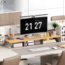 Felorita 원목 모니터받침대 데스크 받침대 책상정리 받침대, 원목+화이트