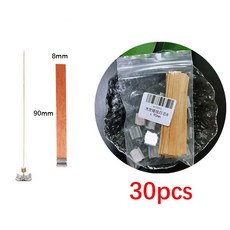 개 밀랍 심지 포함 베이스 고리 파라핀 클립 용품 무연 공예 버들 나무 만들기 연소 양초 30, 03 8mm x 90mm