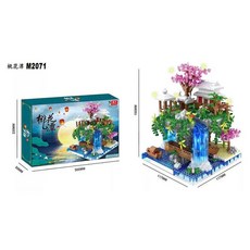 桃花潭古風微顆粒積木, 仙境桃花潭13888粒 彩盒, 1個