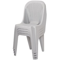 지오리빙 창신 라탄등받이 플라스틱 의자 4개 체어 야외 카페 업소용 펜션 비치 프라스틱, 그레이