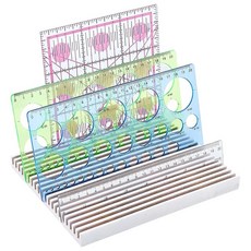 PH PandaHall 20슬롯 나무 퀼팅 눈금자 랙 바느질 홀더 화이트 슬롯 템플릿 오거나이저 공예실 작업장 홈 액세서리 및 용품 20 x 16.5cm7.8 6.5인치