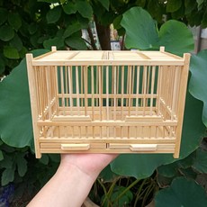 爆款下殺 大空間帶糞托純手工天然竹製精製蟈蟈籠子鳴蟲用具蛐蛐籠蟋蟀竹編 58L6, 雙間裸籠（中間有隔板） 長21寬13.8, 1個