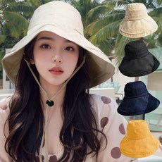 코욜하우키 여성 버킷햇 얼굴 햇빛가리개 모자 여자 벙거지모자 챙넓은 챙모자, 03)베이직 네이비