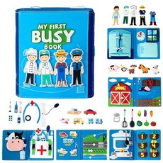 [4] YunHe XinQiao Toys Factory My First Busy Book 만 3-5세 유아용 몬테소리 콰이어트 북 생활 기술 활동 포함 아동용 감각 활동 책, Career Busy Book