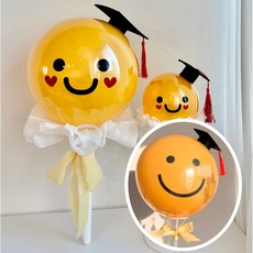 오전11시 당일발송) 완제품 졸업풍선 학사모풍선 졸업꽃다발 졸업, 막대형, 스마일, 졸업