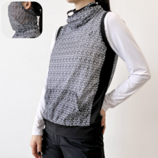 아이데이 여름 여자 쿨 매쉬 귀 걸이 안면 썬 마스크 조끼 여성 골프 웨어 경량 베스트 얼굴 가리개 /블랙