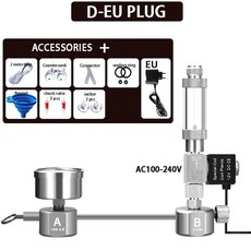 DIY 아쿠아리움 수중 식물 거품 밸브 키트 발생기 솔레노이드 ZRDR CO2 카운터 시스템 성장용, 4) D-EU plug