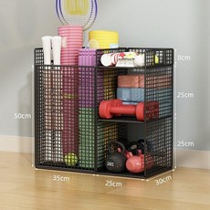 요가매트 정리대 폼롤러 수납 철제 필라테스 정리, C. 다기능 수납 모델 B - 블랙 바닥 설치형