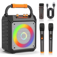 노래방 기계 30W 휴대용 스피커 LED REC 마이크 PA 조명 AUX 지원 FM 입력 TF/SD/USB 파티-168 모드 무선 포함 화이트용 시스템 스피커, 168white