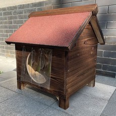 하우스 길고양이 은신처 보온 원목 나무 겨울나기 겨울집 실외용, 1개, A형에는 문발이 있습니다.