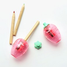 핑크풋 딸기 연필깎이 1개 휴대용연필깎이 학용품 문구 필기도구 캐릭터 단체선물