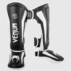 VENUM 菁英系列 散打 MMA 皮革 護腳脛 自由搏擊 護腳背 Shin Guards 黑白 M號, 1個