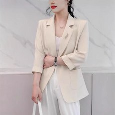 休閒七分袖西裝外套女 夏季薄款氣質小西服