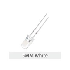 아두이노 LED 5mm 10mm 5파이 10파이 레드 그린 블루 화이트 옐로우 엘이디, 5mm(5파이), White