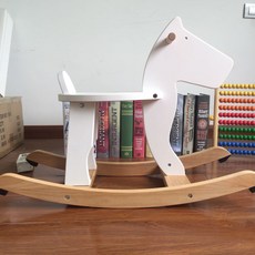 IKEA 艾克拉 實木兒童搖搖馬, 白色木馬, 1個