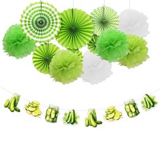 파오차이 테마 파티 장식 파오차이 테마 생일 파티 장식 오이 모티브 생일 파티 현수막, 1set