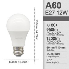 10 LED 전구 220V 9W 3W 따뜻한 12W 110V AC 20W 15W E27 흰색 8W 24W 조명에 G45 절약 차가운 램프 18W A60, A60 12W, AC220 240V, 3000K Warm white, 1개