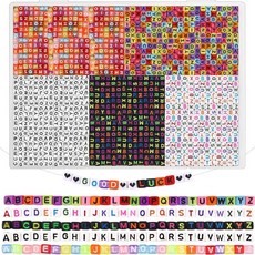 Quefe 1440피스 아크릴 레터 비즈 다양한 색상의 큐브 분류 알파벳 주얼리 제작용 팔찌 목걸이 열쇠고리 5가지 색상 6 x 6mm 159490, 멀티컬러