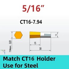 로터리 브로칭 도구 펀칭 커터 샹크 내부 육각형강철용, 1개, 8. CT16-H7.94mm