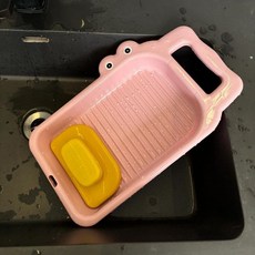 可愛鱷魚造型洗衣盆搓衣板 附滾輪設計 方便清洗內衣兒童衣物, 粉色小鱷魚搓衣板, 1個