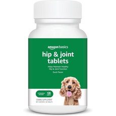망설이면 금방품절되요 Amazon Basics 강아지 엉덩이 & 매일 씹어먹는 정제 글루코사민 MSM 콘드로이틴 함유 오리맛 120정 (이전 Solimo) 서두르세요, 90개입 1팩