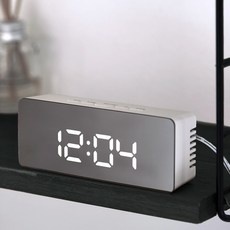 하루아홈 LED 미러 화이트 알람 디지털 탁상시계 E2020 아답터포함