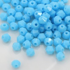 크리스탈 비즈 주판알 4mm 불투명 유리 마름모 비즈공예재료, 1세트, A6099. 스카이