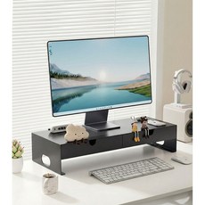 조립필요없는 일체형 고강도 스틸 모니터 받침대, 블랙