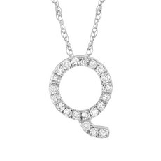 LB 익스클루시브 중고 Pre-Owned 이니셜 Q 14K 화이트 골드 다이아몬드 네크리스