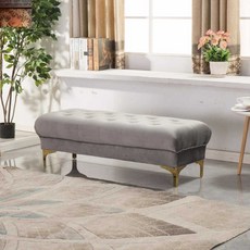 옷가게 긴 스툴 의자 베드 벤치 벨벳 북유럽 수납스툴, 60x43x40, 회색 벨벳 직물