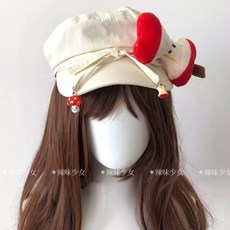 新款 帽子 freetrader “蘋果樂園”少女清新防曬帽子可愛顯小八角帽