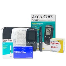 아큐첵 액티브 혈당측정기+검사지+콕 란셋 28G + [증정]알콜스왑100매, 1개